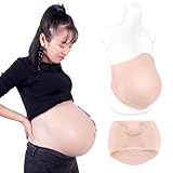 YEEFAIRY Realistic Silicone Pregnant Fake Artificial Pregnancy Belly Tummy for Actor Film Props Beer Belly Cosplay Maternity (8-10 Months M Size, Ivory White)