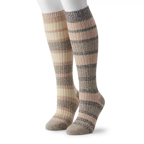 Columbia Super Soft Canyon Stripe Knee High 2-Pack Khaki/Brown Multi Women's 4-10