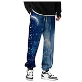 SOOUICKER Herren Jogginghose Bunt Muster Sporthose Herren Weit Freizeithose Herren Modern Jogginghose Herren Mit Aufdruck Jogginghose Herren Hip Hop Freizeithose Herren Mit Bündchen