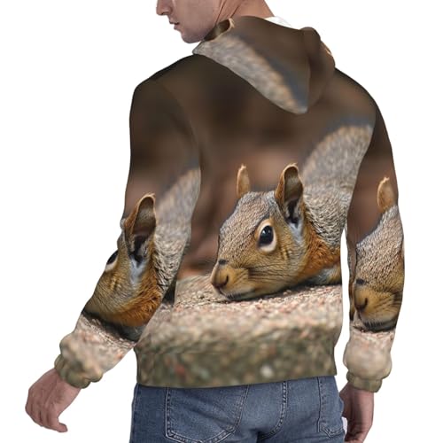 Men's Fleece Pullover Hoodie Long Sleeve Hooded Squirrel Just Laying Sweatshirt Casual Shirts With Pockets XX-Large Black4