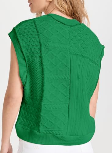 Image of EVALESS Womens Short Sleeve Sweater Summer Fall 2025 Round Neck Crochet Pullover Cap Sleeve Knit Oversized Sweater Vest Tops