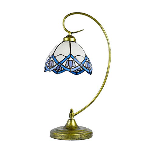 Tiffany Style Mediterranean Style Style Table Lamp Floral Stained Glass Lamp in Swan Neck Children Night Lights for Living Room Night Reading