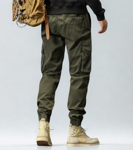 Image of L'MONTE Imported Cargo Joggers for Men | Cotton Cargo Pants for Men | Slim Fit Casual Jogger Pants | Elastic Waist Stretch Trousers