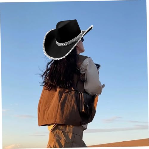 Chapeau de cowboy pour femme et homme | Lot de 3 chapeaux de cowgirl avec sangle western