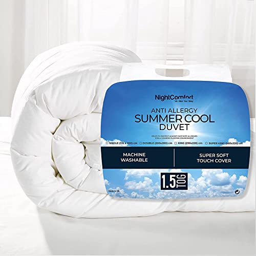 Night Comfort Mikrofaser-Bettdecke für Sommer, antiallergen, 1,5 Tog, King-Size-Bett, Weiß Cover