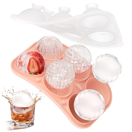 Eiswürfelform Groß-5cm, BPA-Frei Silikon Eiswürfelform 6 Rund / 3 Verschiedene Kugelförmige Ice Cube Tray Eiswürfelbehälter mit Deckel für Cocktail, Whiskey, Saft, Kaffee Eiskugel (Rosa) Eiswürfelform Groß-5cm, BPA-Frei Silikon Eiswürfelform 6 Rund / 3 Verschiedene Kugelförmige Ice Cube Tray Eiswürfelbehälter mit Deckel für Cocktail, Whiskey, Saft, Kaffee Eiskugel (Rosa)