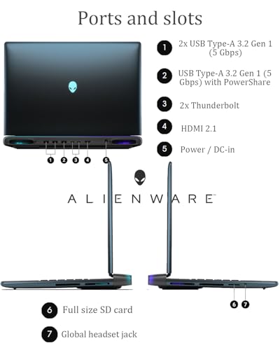 Image of Alienware 16 Area-51 Gaming Laptop - Intel Ultra 9 275HX(Up to 5.4GHz), GeForce RTX 5080, 16 inch QHD+ 240Hz, Backlit KB, 16GB GDDR7, Wins 11 Pro, Office License (32GB DDR5 | 4TB SSD)