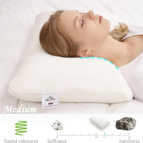 Image of Talatex Talalay 100% Natural Premium Latex Pillow, Talalay Latex Helps Relieve Pressure, No Memory Foam Chemicals, Perfect Package Best Gift