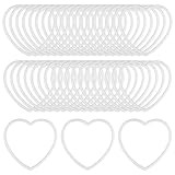 Framendino, 40 Pack White Plastic Rings Dream Catcher Ring 4 Inch Heart Shape Macrame Hoops for DIY Craft Supplies