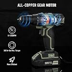 Krebs 20V Cordless Drill Set Portable Electric Power Drill Kit Batteries Fast Charger Driver Tool Kit 3/8 Inch Keyless Chuck 2 Adjustable Speed 18+1 Torque for Home and Bicycle Repair, DIY Project. | 32 Nm Power Drill Kit with 1 Batteries & Fast Char