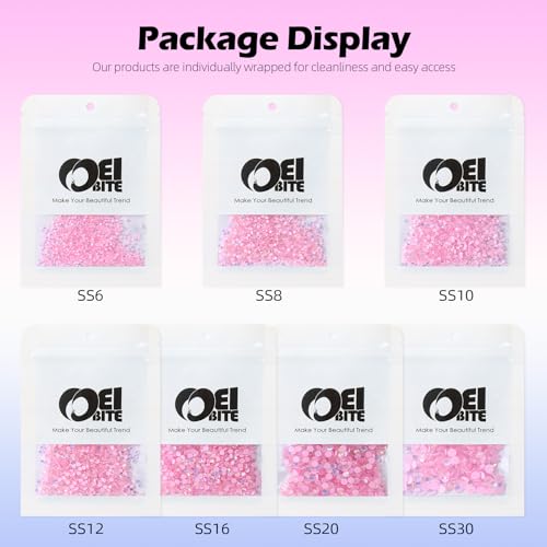 Image of F Pink Flatback Rhinestones, Glass Rhinestones for Nail Art and Craft, Glue Fix, Loose Crystal Gemstones(F Pink, SS10, 1440pcs, 2.7-2.8mm)