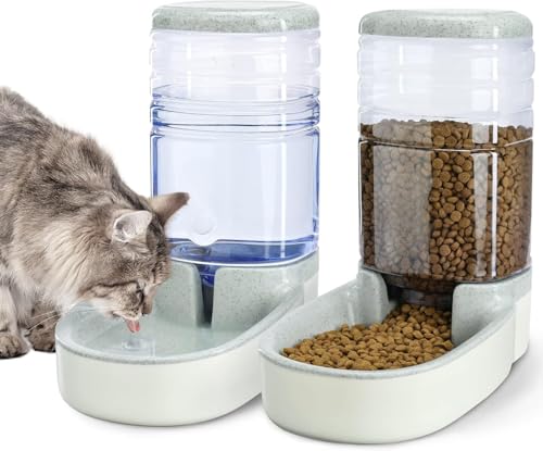 Distributeur Automatique Chat & Chien 4L (2 Unités) – Distributeur Croquettes Automatique + Distributeur d’Eau pour Animaux – Capacité 3 à 7 Jours – Gamelle Nourriture & Eau Grande Capacité