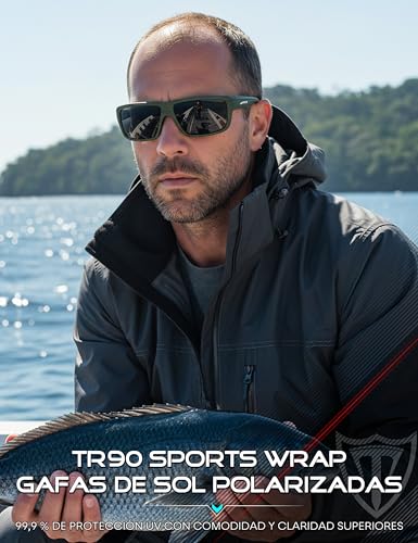 Miniatura 3 de Attcl Gafas De Sol Polarizadas Hombre, Protección Uv Lentes De Sol Para Deportes, Pesca, Conducción,Ultraligera, 5001 Verde Gris Sin Espejo, Medium