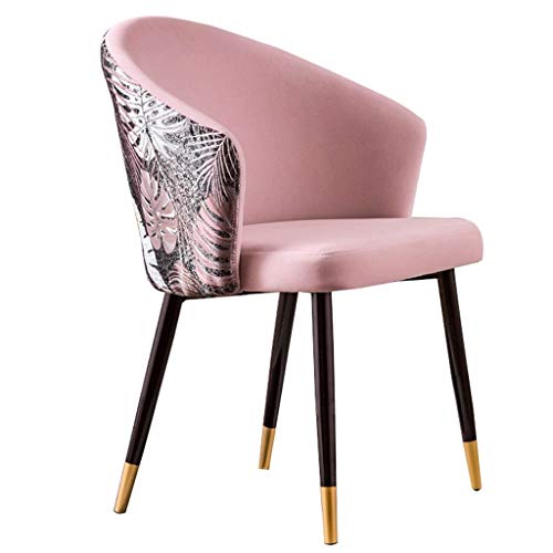 Dining Chair Kitchen Dining Room Furniture Chairs Velvet Dining Chairs with Armrests and Backrest with Metal Chair Legs for Office Lounge Dining Kitchen Bedrom (Color : Pink)