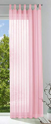 Schlaufenschal Vorhang transparente einfarbige Gardine aus Voile, viele attraktive Farbe, Sondergröße, 225x140 cm (HxB), Hellrosa, 61225
