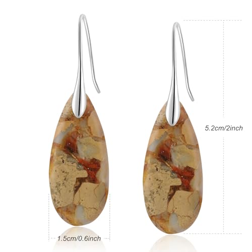 image for Sriomu Natural Healing Stone Fishhoop Dangle Drop Earrings Statement G