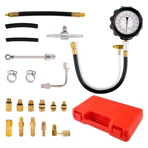 0-140PSI Fuel Pressure Tester Kit, Fuel Injector Injection Pump Pressure Gauge, Fuel Pump Pressure Tester Diagnostic Tool for Gasoline Cars, Trucks, Motorcycles and RVs