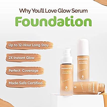 Mama-Earth Foundation Mama-Earth Glow Serum Foundation With Vitamin C & Turmeric For 12-Hour Long Stay - 01 Ivory Glow - 30 Ml, 1 Fl Oz (Pack Of 2) Dewy Finish #TOP2