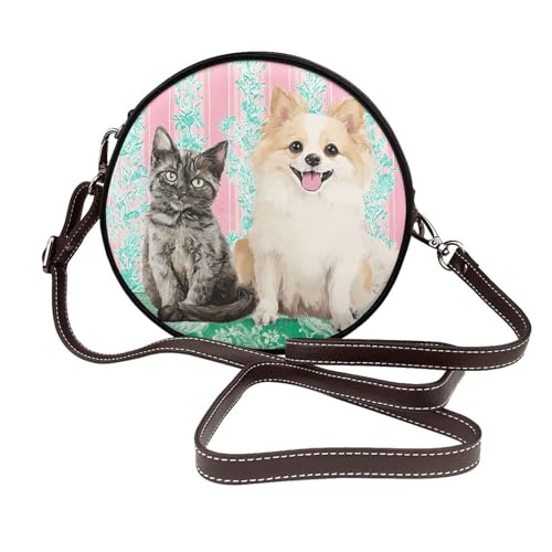 Sac à bandoulière rond femme cuir végétalien avec sangle réglable