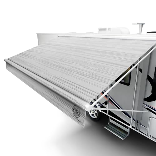 Heavy-Duty RV Awning Fabric Replacement 18ft  Camper Awning Fabric Replacement, 19.5oz Heat-Sealed Vinyl, UV-Resistant, Sunproof, Weatherproof, Universal Outdoor Canopy for RVs, Motorhomes & Trailers