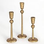 Antique Brass Iron Taper Candle Holder - Set of 3 Decorative Candle Stand, Candlestick Holder for Wedding, Dinning, Party