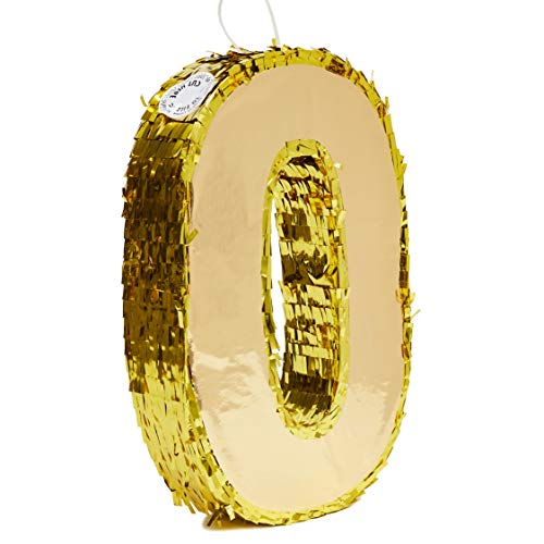 Gold Foil Number 0 Pinata For Birthday Party Decorations, Centerpieces, Anniversary Celebrations (Small, 16 X 10.5 X 3 Inches) #TOP7