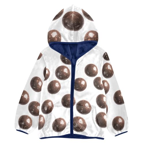 Chocolate Balls Girls Fleece Jacket Girls Fall Jacket Girls Zip Up Hoodie Girls Sherpa Jacket 2-10T