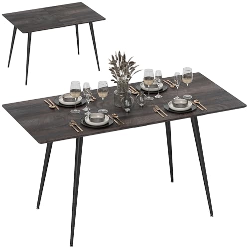 HOMCOM Esstisch ausziehbar rechteckig Küchentisch für 6-8 Personen mit Holzoptik, Schiebeschienen und Verriegelungen Esszimmertisch, Grau, 120-160 cm