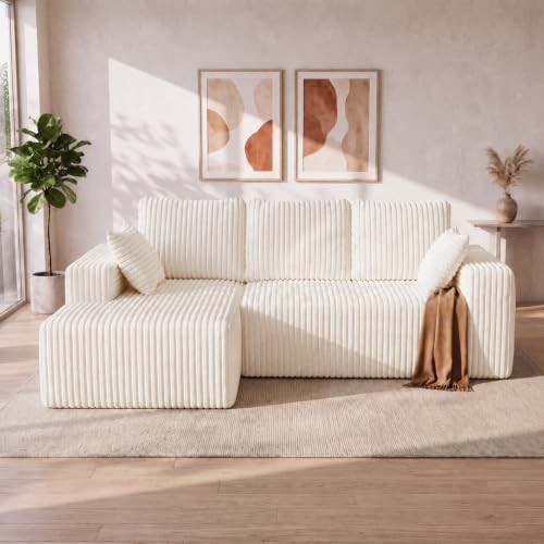 96" L-Shaped Modular Sectional Sofa with Chaise, Boneless Comfy F...