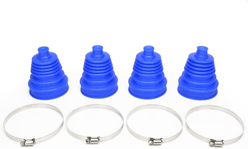 4pcs Universal Silicone Tool CV Joint Boot Kit Drive Shaft Silicone Constant Velocity Dust Cover CV Boot Replacement Silicone Telescopic Sleeve with 4 Clamps (Blue)