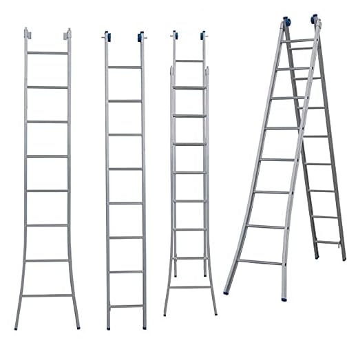 Escada Profissional Articulada e Extensivel 8 Degraus2X8 em Aluminio Capacidade 120kg