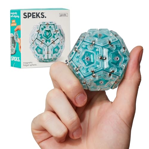 Magnetic balls that snap into geode-like crystalline structures — equal parts stress toy and desk sculpture.