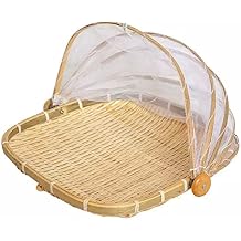 Square Bamboo Tent Basket with Lid, Vegetable/Fruit, Bread, Storage Basket,Side length28cm 11 inches