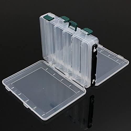 Lonkiktik 12/16 Compartments Double Sided Fishing Tackle Box Visible Hard Plastic Clear Fishing Lure Bait Squid Jig Minnows Hooks Accessory Storage Case Container