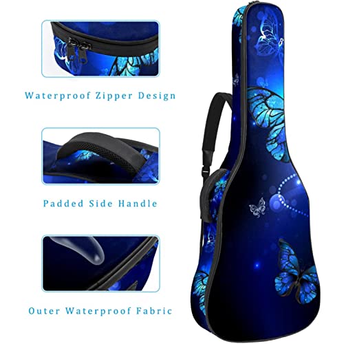 Housse de guitare imperméable Oxford avec bandoulière réglable Motif papillons lumineux Bleu - Les Beatles, Paul McCartney, John Lennon, RIngo Starr, George Harrison Housse de guitare imperméable Oxford avec bandoulière réglable Motif papillons lumineux Bleu – Image 5