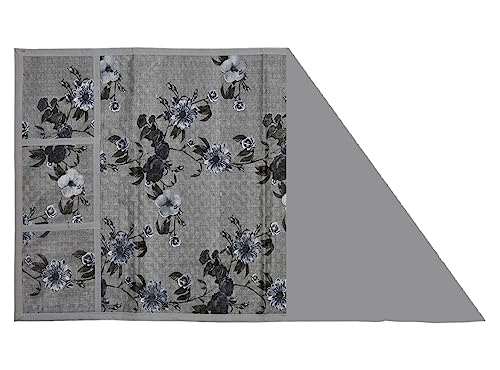 Image of Kuber Industries Floral Print Fridge Cover With Side Pockets|Fridge Top Cover|Refrigerator Cover|Washable Cotton Material|6 Utility Pockets (Grey)