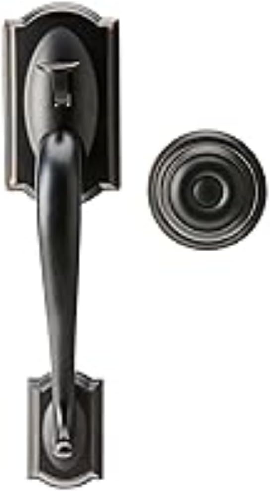 Schlage Lock Company BE489WB CAM 716 Schlage Encode Smart WiFi Deadbolt with Camelot Trim in Aged Bronze, Company Camelot Front Entry Handle Georgian Interior Knob (Aged Bronze)