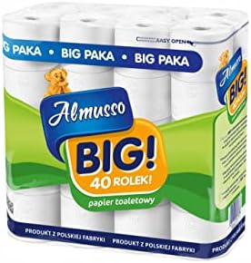 ALMUSSO 40 rolek 3-warstwowego papieru toaletowego, 40 rolek x 160 listków, kolor biały