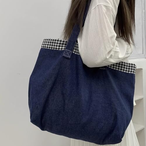 Bolso tote de mezclilla para mujer, negro miniatura 3