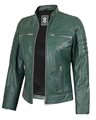 Cafe Racer - Women Green Leather Jacket