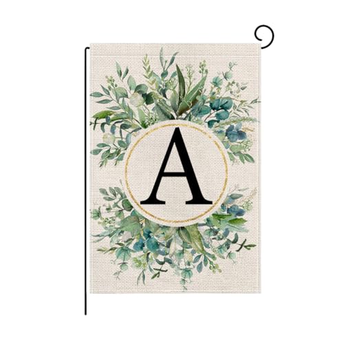 wyooxoo Monogram Letter A Floral Garden Flag 12x18 Inch Double Sided For Outside Small Burlap Family Last Name Initial Outdoor Yard Flag (A)