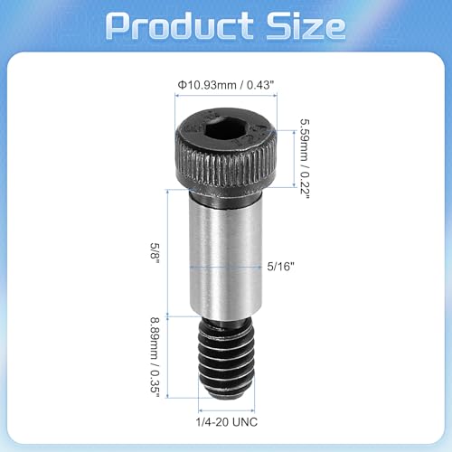 QUARKZMAN Legierungstahl Sechskantkopf Schulter Schrauben, 5/8 Schulterlänge, 5/16 Schulterdurchmesser, 5/16-20 UNC Gewinde, 10 Stück