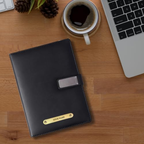 Image of 2 in 1 Personalized Diary & Pen Gift Set | Custom Name Engraved Leather Notebook & Metal Pen | Perfect for Office, & Corporate, Personal Use & Gifting (Black)