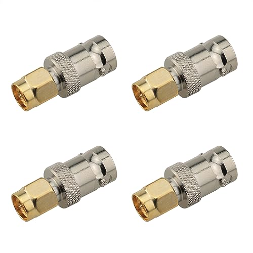 4PCS Conector Coaxial SMA Macho a BNC Hembra Plateado miniatura 1