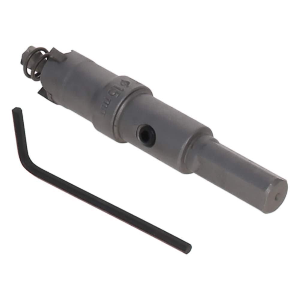 Auniwaig 15mm/0.59" Carbide Hole Cutter, 25mm/1" Deep TCT Hole Saw, Carbide Tipped Hole Cutter Opener, for 5mm Stainless Steel Metal Plate Aluminum