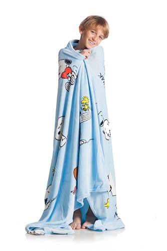 Kanguru Snoopy Blanket, soft fleece throw, Light Blue, 130 × 170 cm (51 × 67 in)