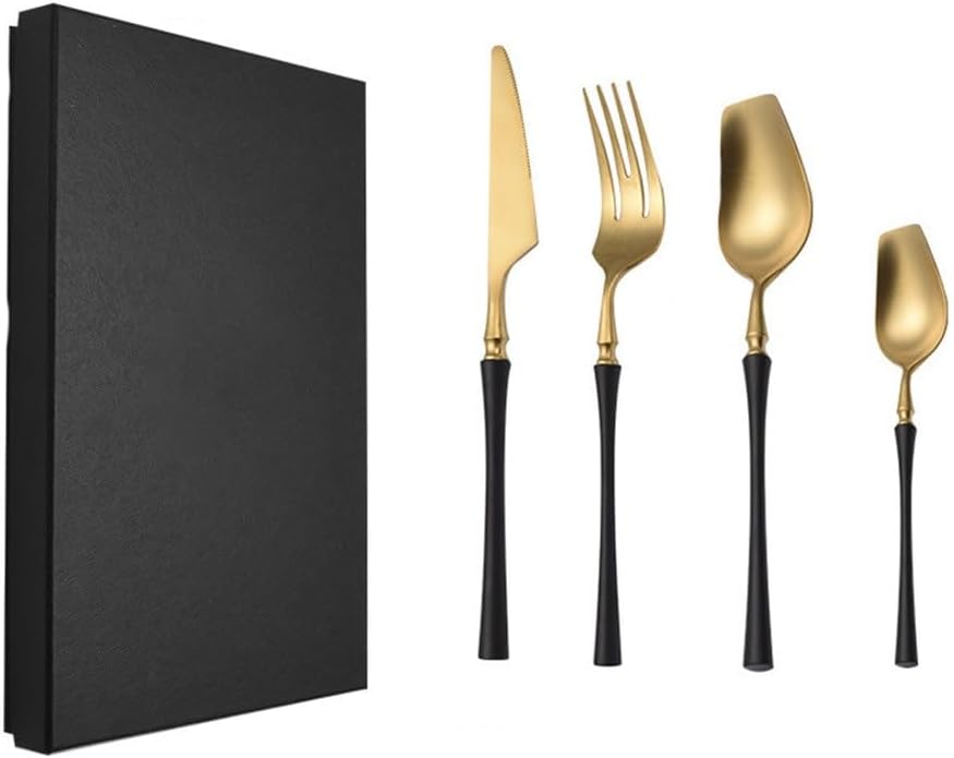 4-Piece Western Steak Knife, Fork, and Spoon Set - Silverware Flatware Cutlery Set (Colour 5 As shown)