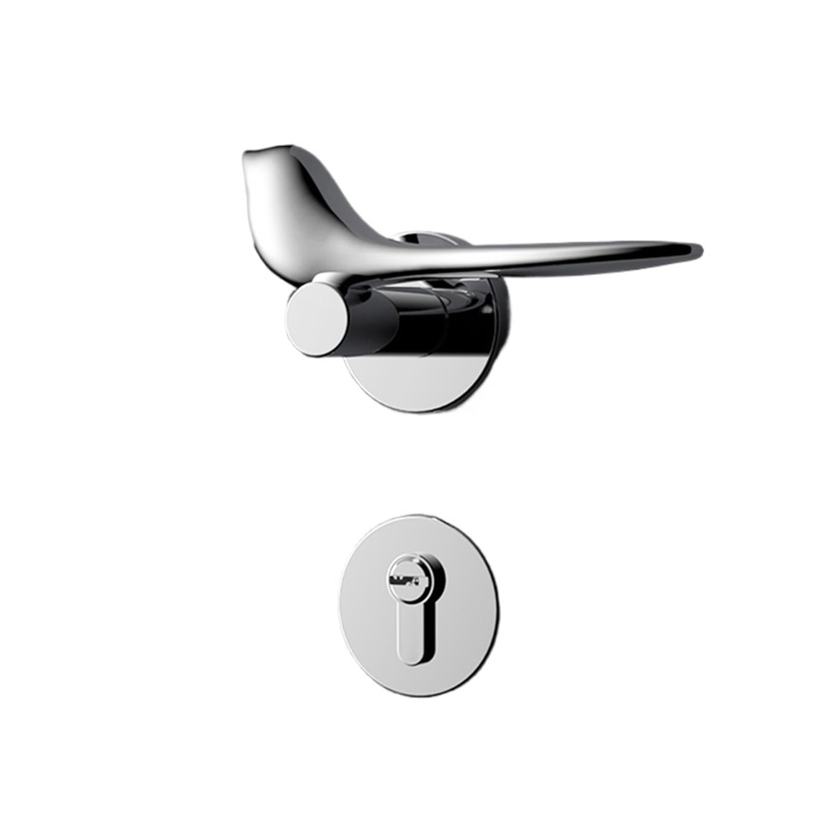 NYRXRYTCA American Door Lock Indoor Silent Magnetic Bedroom Door Lock Golden PVD Birdie Household Simple Split Lock(Bright chrome)
