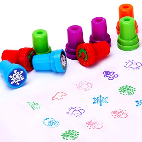 InkChristmas Stamps for Kids - Best Rubber Self Inking Holiday Stamp Set