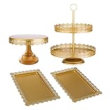 iToids 4Pcs Gold Cake Stand Set Cupcake Stands Holder Bakery Dessert Display Fruit Platter Serving...